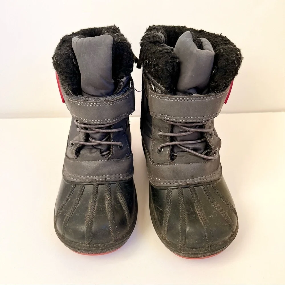 Cat & jack winter snow boots size 10 black gray red